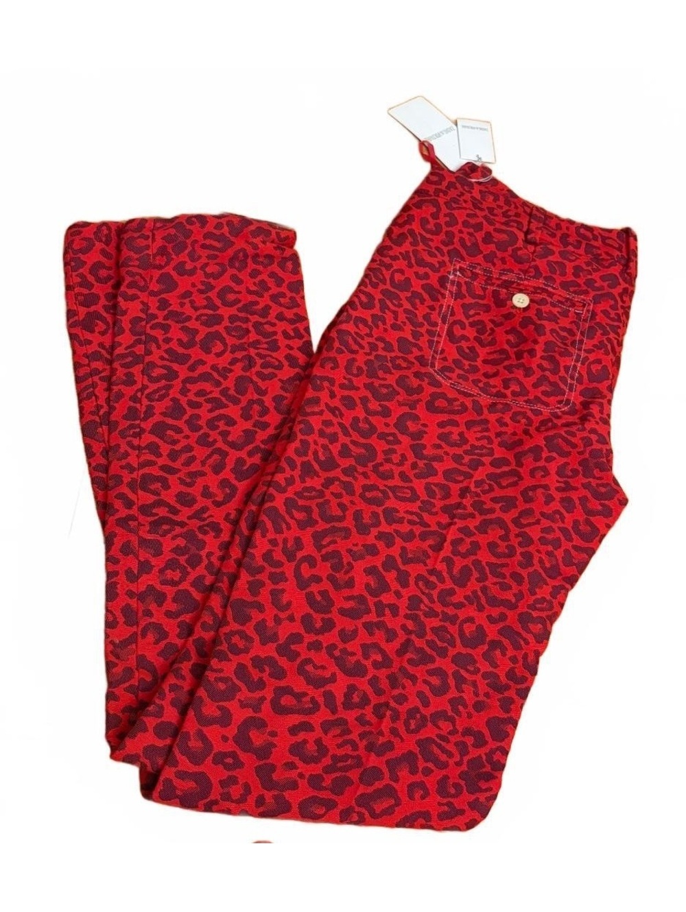 Zadig & Voltaire Prune Jac Leo Passion Red Leopard Print Pants Size EU 36/US 4